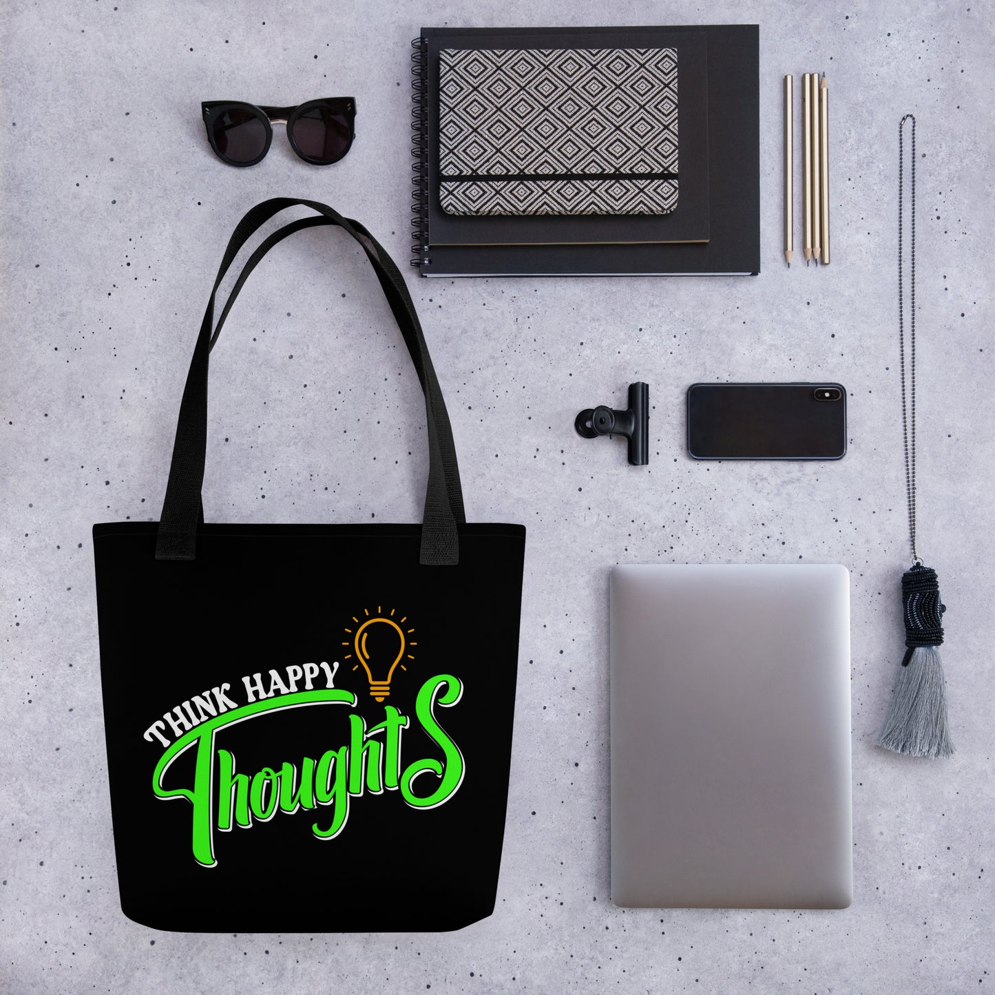 think happy thoughts tote bag