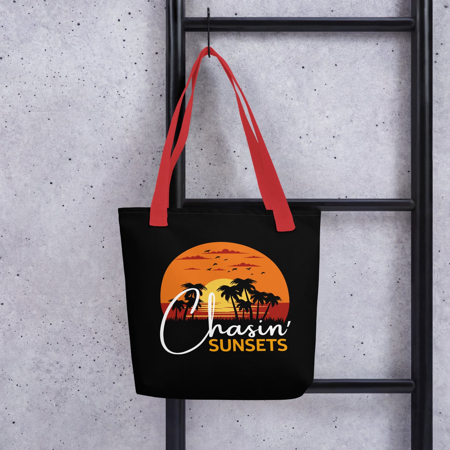 chasin sunsets tote bag