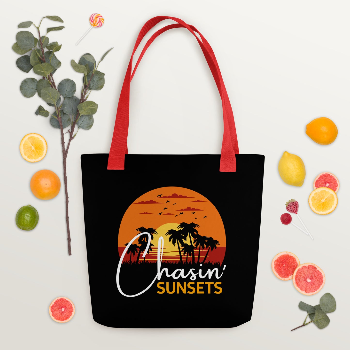 chasin sunsets tote bag