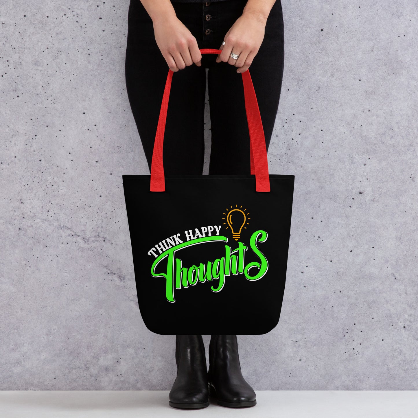 think happy thoughts tote bag