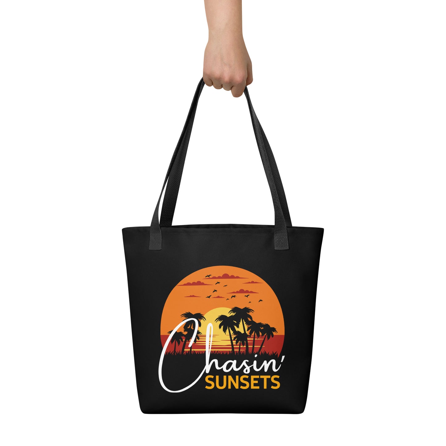 chasin sunsets tote bag