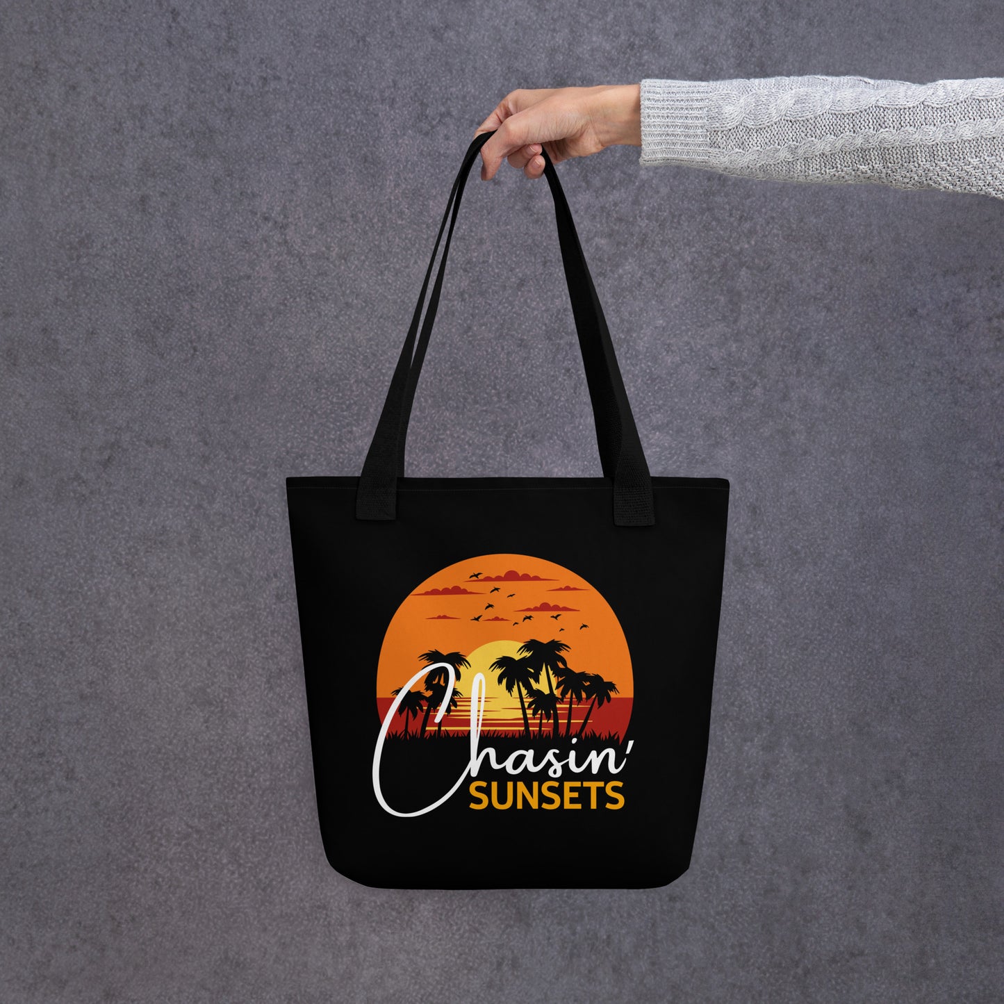 chasin sunsets tote bag