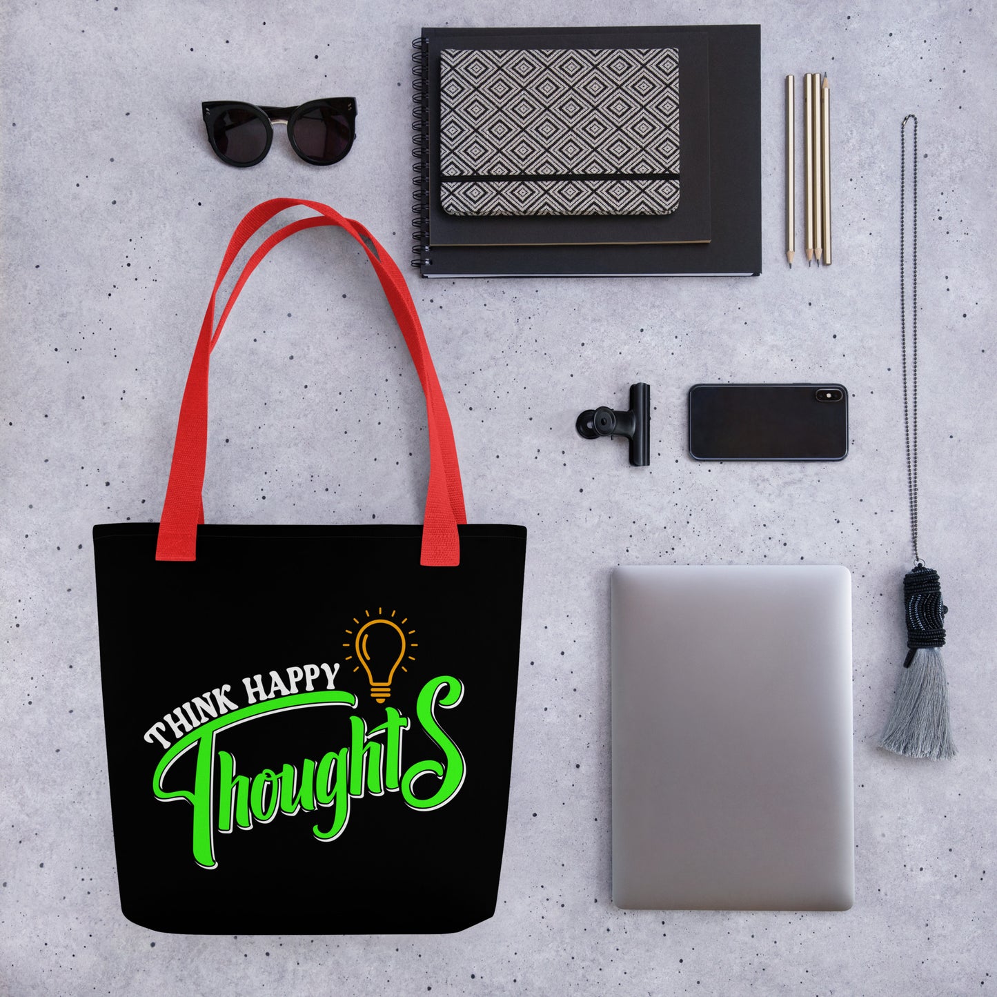 think happy thoughts tote bag